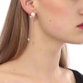 thumbnail image 2 of Aretes Ocean Heart OH15-416, baño de oro rosa con perla e incrustaciones de cristales en color blanco. Ocean Heart OH15-416, 2 of 2