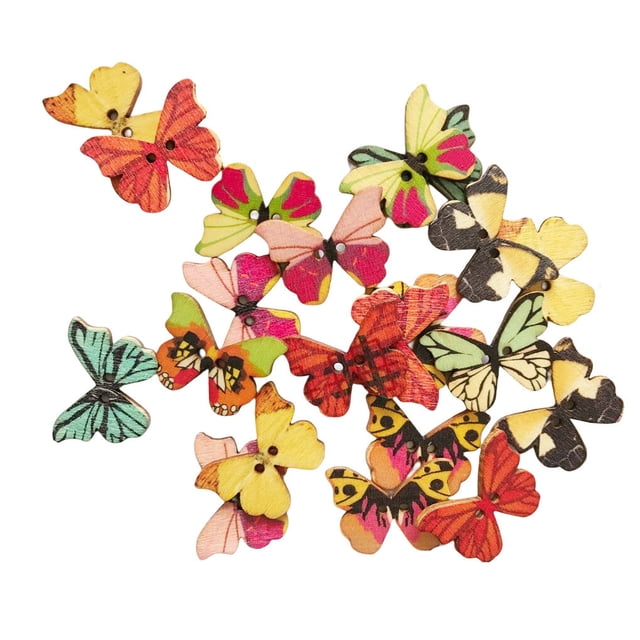 100 piezas botones de mariposas de dibujos animados Billuyoard