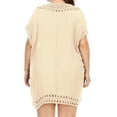 thumbnail image 4 of Jalioing Women's Plus Size Swimsuit Cover Up Crochet V Neck Summer Beach Dress Bating Suit Swimwear Cover Up, 4 of 5