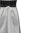 thumbnail image 5 of Henpk Summer Dresses for Women Striped T Shirt Dress Casual Midi Dress Short Sleeve Sundress with Pockets casual V Neck Sleeveless Dresses Stripe Splicing Sling Belt Dress Gray L, 5 of 6