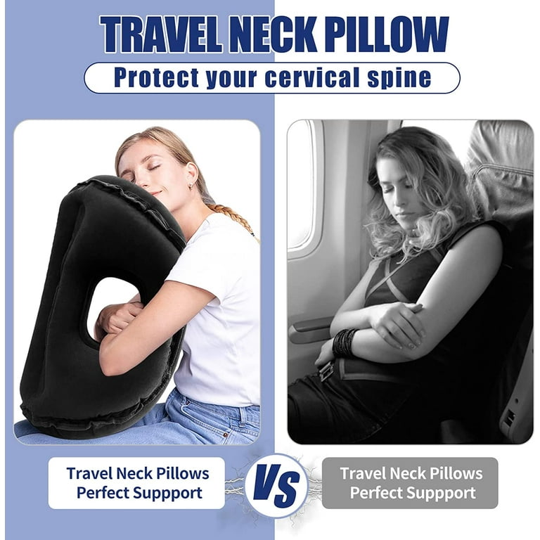 Travel Pillow For Airplane, Inflatable Neck Air Pillow For Sleeping To Avoid Neck And Shoulder Pain Comfortably Support Head Neck And Lumbar Used For Airplane Car Bus And Office Grey I3692038343
