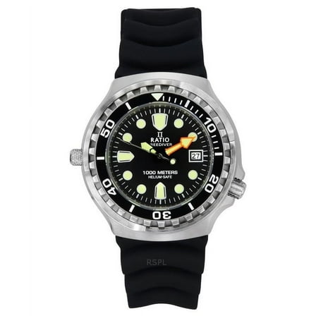 Ratio FreeDiver Version 02 Helium Safe 1000M Sapphire Quartz Black Dial 1038EF102V-BLK-V02 Men's Watch