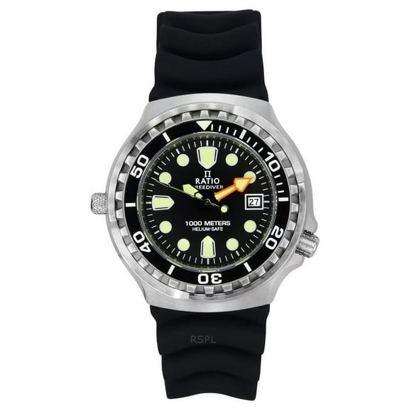Ratio FreeDiver Version 02 Helium Safe 1000M Sapphire Quartz Black Dial 1038EF102V-BLK-V02 Men's Watch