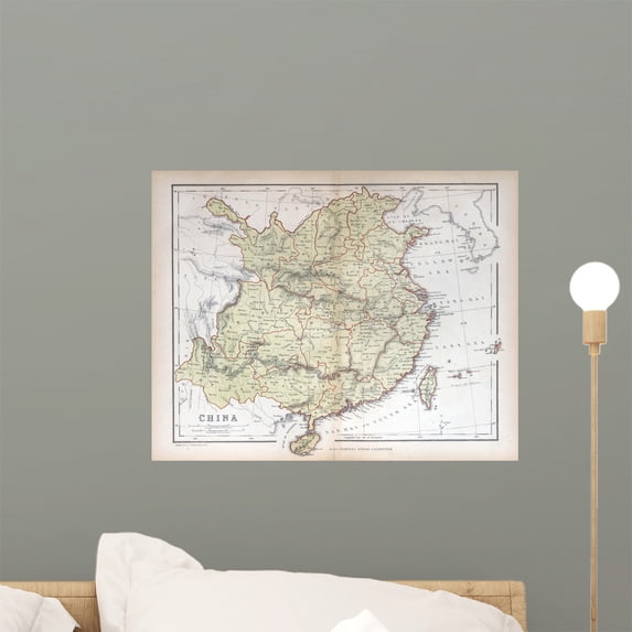 Old Map China 1870 Wall Mural by Wallmonkeys Peel and Stick Graphic (18 in W x 14 in H) WM151916