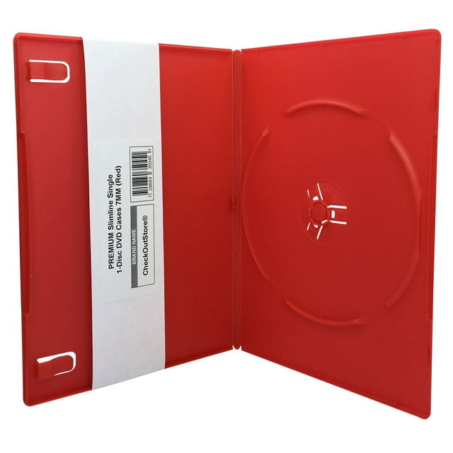 CheckOutStore (50) Premium Slimline Single 1-Disc DVD Cases 7mm (Red)