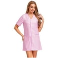 thumbnail image 3 of Aislor Robe d'Uniforme d'Infirmière pour Femmes à Manches Courtes avec Poches et Boutons, Uniforme de Travail Médical Rose 3TG, 3 of 7