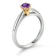 thumbnail image 3 of Gem Stone King 10K White and Yellow Gold Purple Amethyst Solitaire Engagement Ring for Women (0.25 Cttw, Gemstone February Birthstone, Round 4MM, Size 6), 3 of 4