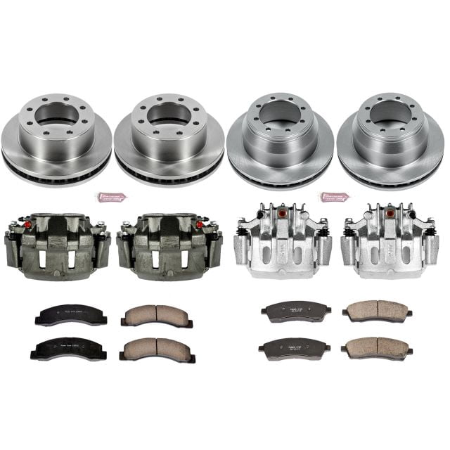 PowerStop Front and Rear Stock Replacement Brake Pad and Rotor Kit with Calipers Fits: FORD Select Models KCOE1907