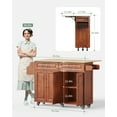 thumbnail image 6 of Noelse 52" Kitchen Island Carts with Drop Leaf, Large Island Table for Kitchen with Rubber Wood Top and Rack and Storage Cabinet, Brown, 6 of 11