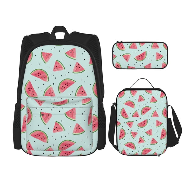Balery Watermelon Mochila Escolar 3 en 1 para Niños - Mochila Resistente con Lonchera Térmica y Estuche - Mochila Escolar para Niños y Niñas