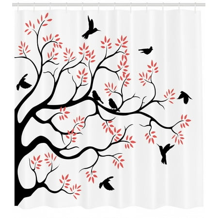 Birds Shower Curtain Silhouette Of Mockingbirds Flying Over The