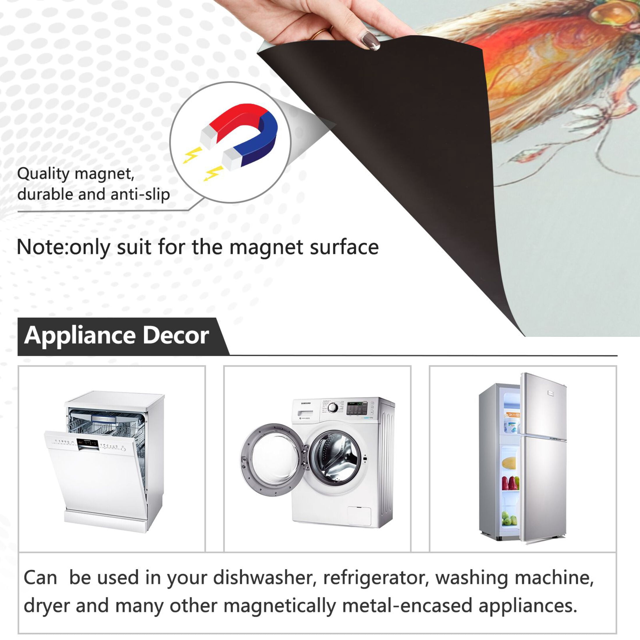 Dishwasher Magnetic Sticker 23x26 Inch Refrigerator Magnetic Sticker Washing Machine Magnetic Sticker Kitchen Panel Magnetic Sticker Home Decor Necklace Rabbit