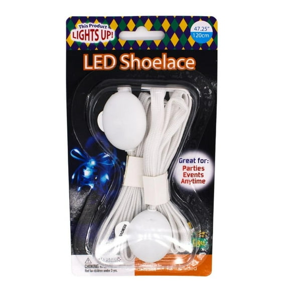 Mardi Gras Spot 47" White Light Up Shoelaces (Pair)