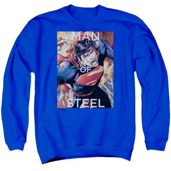 Superman Flight Of Steel Adult Crewneck Sweatshirt Royal Blue