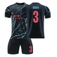 thumbnail image 1 of GZSL 2324 Lightning Blue Pattern Soccer Jersey - Short Sleeve, #3 RUBEN UK Second Away Jersey for Summer Essentials, Adult 2-Piece Set for a New Visual Experience, #3/M, 1 of 6