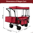 thumbnail image 5 of VECUKTY Collapsible Garden Wagon Cart with Removable Canopy Red, 5 of 9