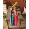 thumbnail image 5 of Ldtrchee Pink Teal Blue Table Runner 36 Inches, Modern Contemporary Oil Painting Bed Runner Dresser Scarves Tabletop for Indoor Outdoor Parties/Ceremony/Banquet, 13"x 36", 5 of 8