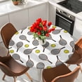 thumbnail image 2 of Tennis Sport Round Tablecloth 45-54 Inch Round Fitted Table Cloth with Elastic Edge, Cartoon Classic Tennis Pattern Waterproof Table Cover Protector for Outdoor Picnic Party Dining, 2 of 9