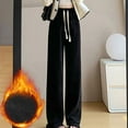 thumbnail image 1 of LSLJS Pantalon Grand pour Femme avec Cordon de Serrage, Drapé Taille Haute, Coupe Droite Ample, Pantalon Droit Décontracté en Tricot, 1 of 7