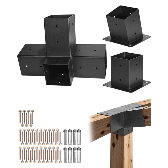 VEVOR 4x4 Inch Pergola Bracket Kit Inner 3.5x3.5 4-Way Slanted Brackets DIY Post