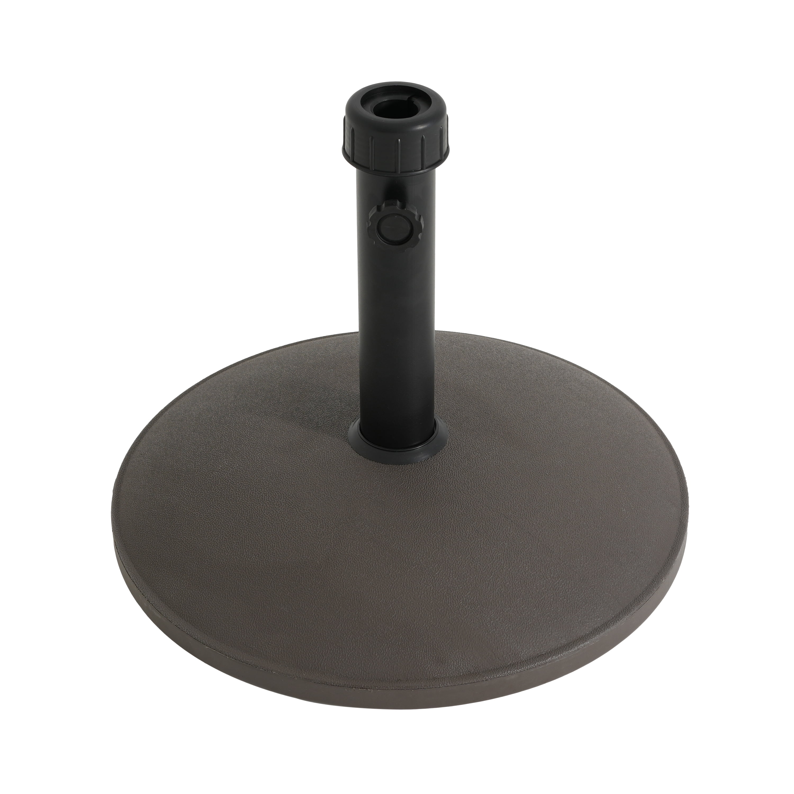 Umbrella Base 35 Pound Round with Concrete Fill and Resin Shell, Patio Umbrella Stand and Outdoor Shade Base, Brown