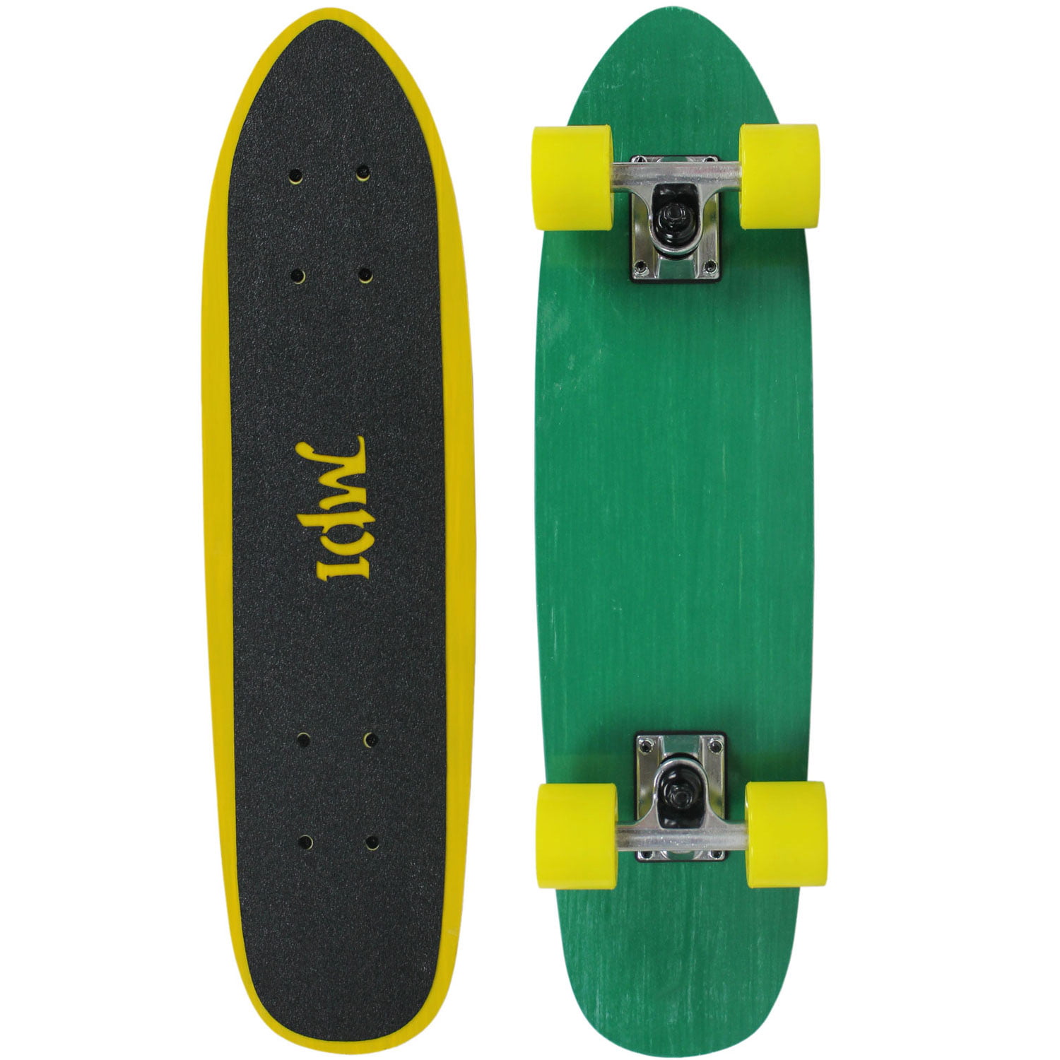 Complete Vintage Skateboard MPI NOS Fiberglass Green/Yellow 6.75" x - Walmart.com