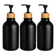 thumbnail image 1 of Juegos De Baño 3 Dispensador De Jabon De Shampoo Bambu 500ml negro, 1 of 5