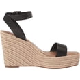 thumbnail image 6 of Steve Madden Upstage Black Leather Ankle Strap Open Toe Wedge Heeled Sandals (Black Leather, 8.5), 6 of 6