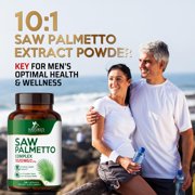 Saw Palmetto for Men - 3X Strength Prostate Health Supplements for Natural Mens Urinary Health Support - with Stinging Nettle and Pumpkin Seed Extract - Prostate & Hair Health Support - 120 Capsules