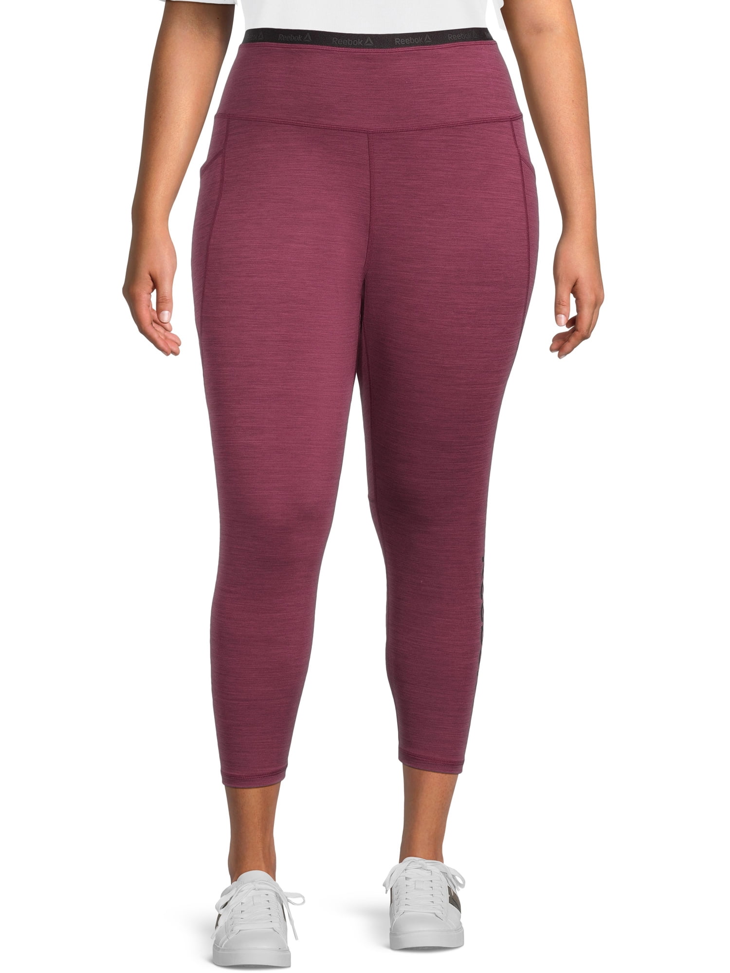 Reebok Women's Plus Size Flex High Rise 7/8 Leggings with Side Pockets