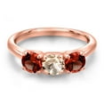 thumbnail image 3 of Gem Stone King 18K Rose Gold Plated Silver Peach Morganite and Red Garnet Engagement Ring for Women | 1.50 Cttw | Round 5MM | Gemstone October Birthstone | Size 9, 3 of 6