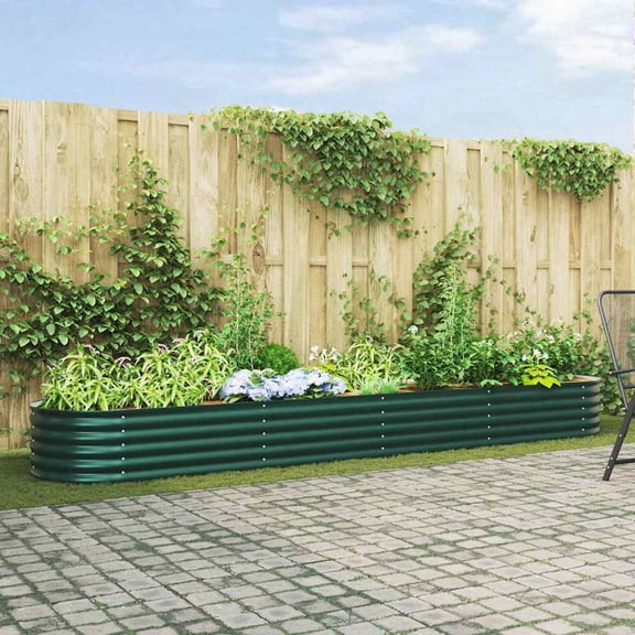 vidaXL Raised Bed Green 157.48 x 31.50 x 17.32 in Steel
