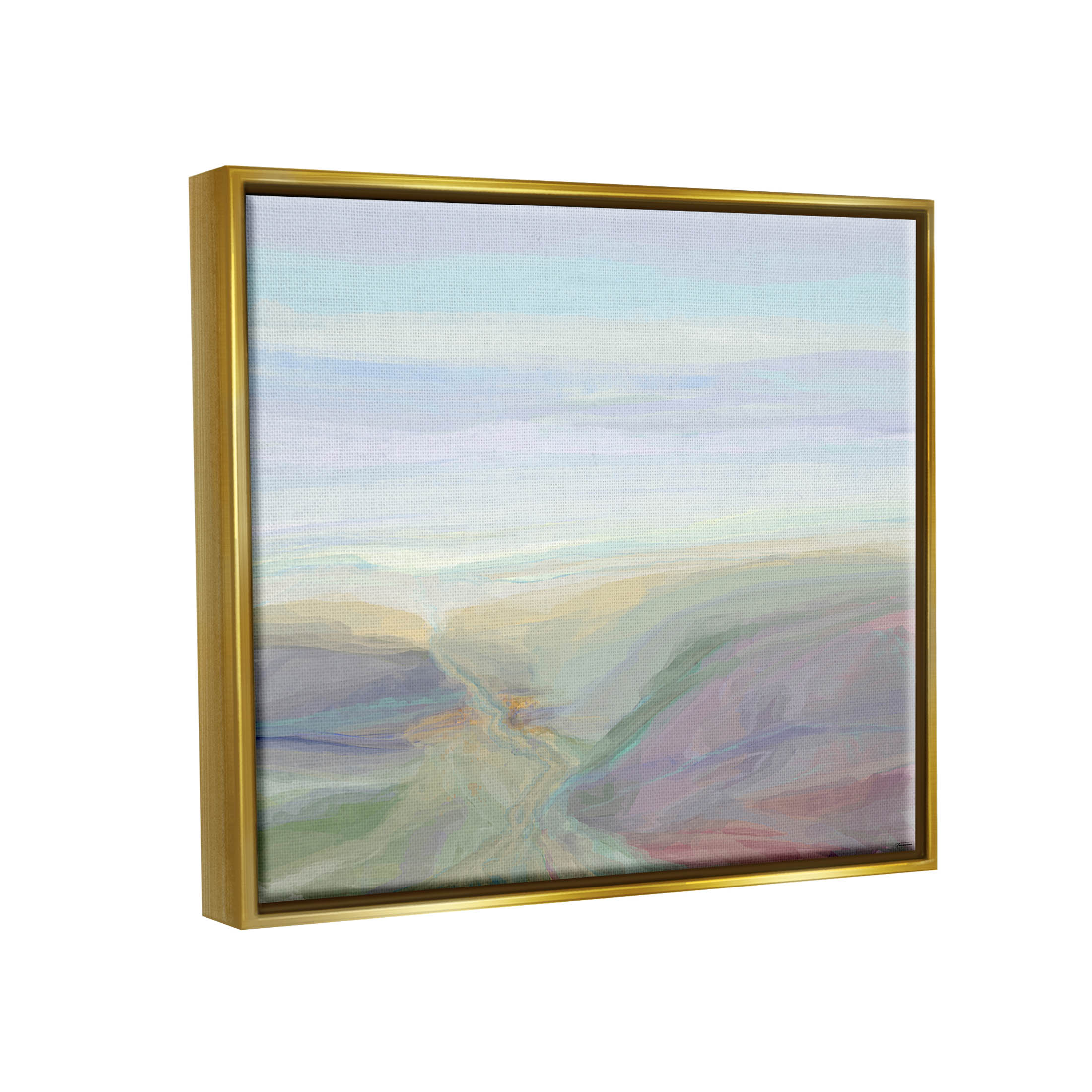 Soft Aerial View Nature Scenery Abstract Graphic Art Metallic Gold Framed Art Print Wall Art