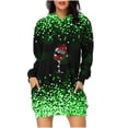 thumbnail image 1 of Pisexur Robe de Noël pour Femmes Mode Imprimé Verres de Vin Rouge Robe de Fête Décontractée à Manches Longues avec Capuche Robe d'Automne de Noël Mini Robe avec Poches, 1 of 4