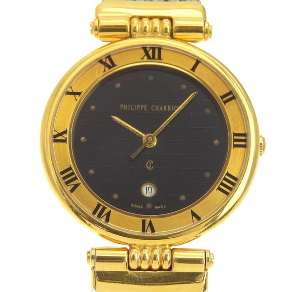 Pre-Owned Philippe Charriol Celtic Watch 65.8.1288 Stainless Steel Quartz Analog Display Black...
