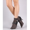 thumbnail image 3 of Cape Robbin Raider Brown Pointy Toe Harness Buckle Strap Fashion Stiletto Boots (Brown, 6), 3 of 5
