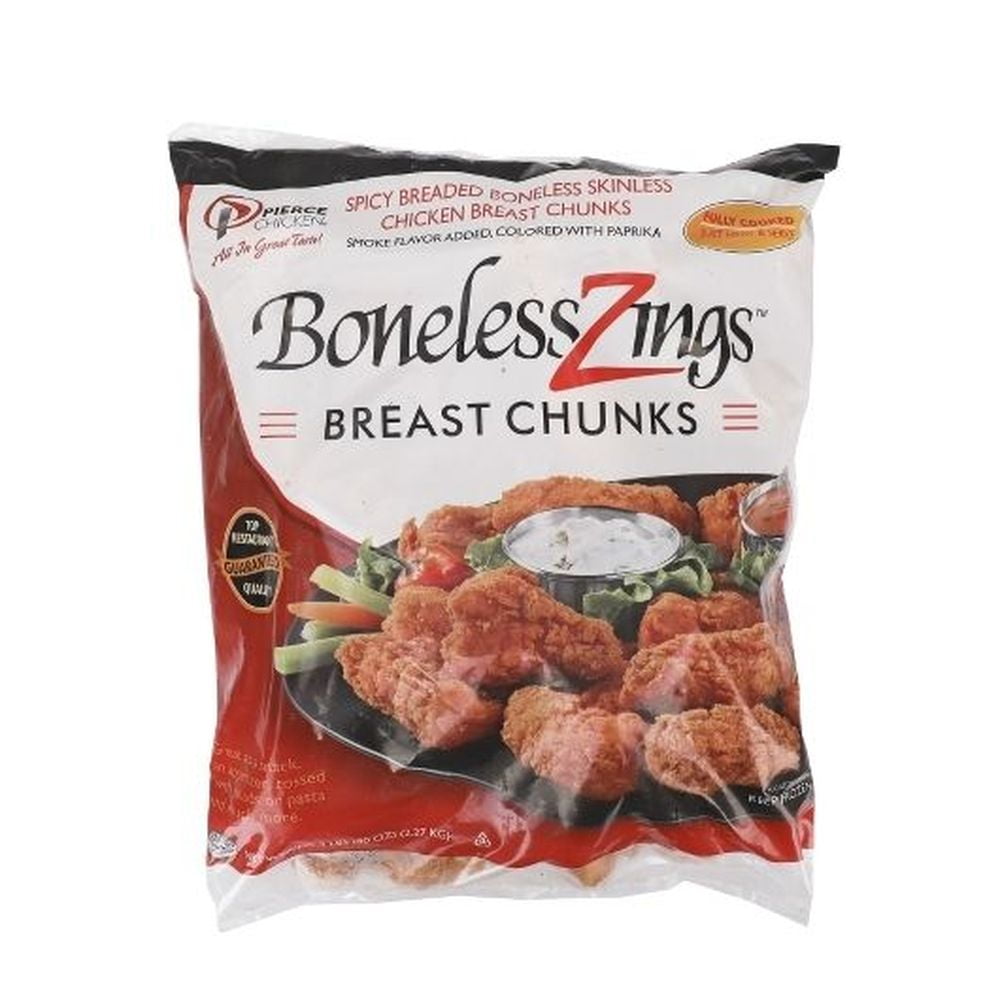 Pierce Chicken Boneless Zings Breast Chunks, 5 Pound 2 per case