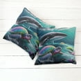 thumbnail image 6 of Ambesonne Nautical Throw Pillow Cover 2 Pack, Trippy Turtle with a Whale, 18", Teal Multicolor, 6 of 7