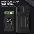 thumbnail image 6 of JTCASES for iPhone X/XS Case, Slide Camera Window + Card Slot + Rotating Ring Bracket TPU Soft Shell & PC Backplane Car Mount Hybird Heavy Duty Shockproof Shell, Red, 6 of 11