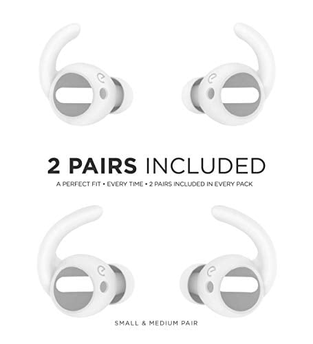 EarBuddyz Ultra Ear Hooks and Covers Compatible with Apple AirPods 1 /& AirPods 2 or EarPods Featuring Bass Enhancement Technology Medium, White