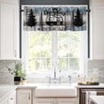 thumbnail image 3 of Misty Forest Valance Curtain, Rustic Farmhouse Pine Tree Landscape Country Woodland Deer Print Blackout Short Window Drape for Kitchen Living Room Bedroom, 54x18inch, 3 of 6