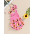 thumbnail image 3 of Bagilaanoe Newborn Baby Girl Summer Rompers Sunflower Print Sleeveless Bodysuits + Headband 3M 6M 12M 18M Infant One Piece Jumpsuit, 3 of 7