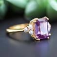 thumbnail image 2 of Amethyst Engagement Ring Freshwater Pearl Cluster Jewelry Alternative Fine Women Promise Ring Yellow Gold Plated Gift Ring, 2 of 4