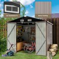 thumbnail image 2 of Sunmthink 6 x 8 ft Outdoor Metal Storage Shed with Double Lockable Door, Brown, 2 of 9