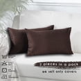 thumbnail image 4 of 3S Brother's Solid Color Cushion Cover Velvet Look Home Décor Throw Pillow Case with Invisible Zipper Set of 2 Pieces for Chair Couch Bedroom & Livingroom Décor Pillowcase - Dark Brown 12"x20" Each, 4 of 9