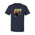 thumbnail image 2 of Wild Bobby, Technicolor Colorful Tiger Roaring, Animal Lover, Men Graphic Tees, Navy, Small, 2 of 3