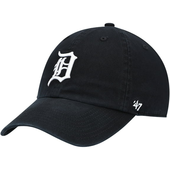Youth '47 Black Detroit Tigers Team Logo Clean Up Adjustable Hat