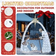 VEIKOUS 5ft Lighted Nativity Scene Christmas Decor Outdoor w/ 150 LED Lights, Holy Family Holiday Yard Decor Set ,White