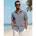 thumbnail image 3 of Camisa J.VER para hombre, lino y algodón, manga corta, azul, 3XL, 3 of 5