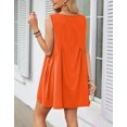 thumbnail image 4 of Womens Mini Sundress With Pockets A-line Cover Ups Summer Cotton Dress Pleated Sleeveless Casual Loose V Neck Cogild, 4 of 4